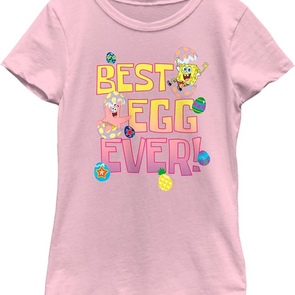 Nickelodeon Spongebob Squarepants Easter Best Egg Girls Small 5/6 Pink Tee NEW